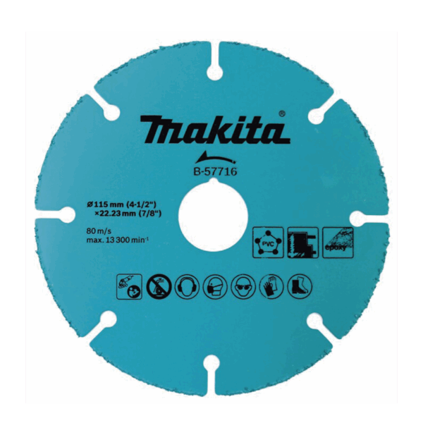 Disco de carburo de tugsteno 4 1/2" multi-material para esmeriladora, Ideal para Yeso y Epóxicos.