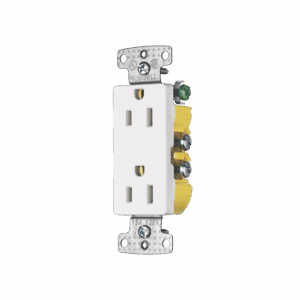 Contacto Duplex Decorador 15A 125V, 2 Polos, 3 Hilos, Color  Blanco (Nema5-15R).