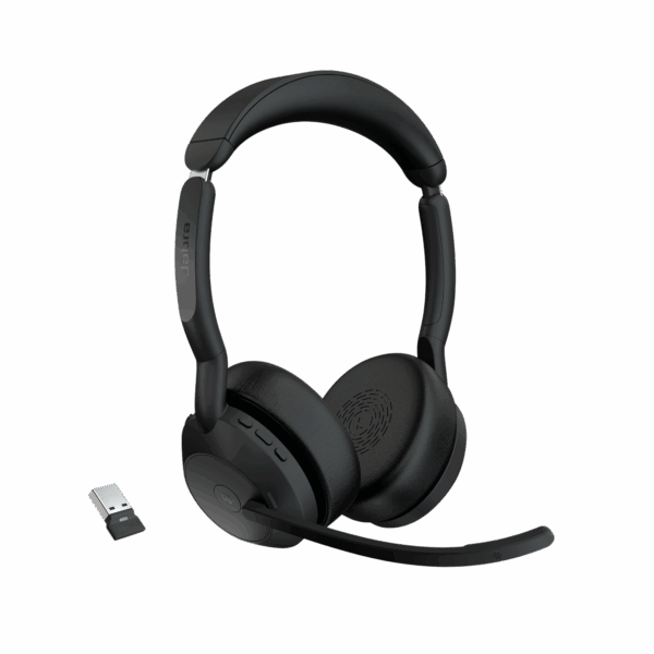 Jabra Evolve2 55, Auricular stereo versión MS, dongle USB-A con cancelación de ruido (25599-999-999)