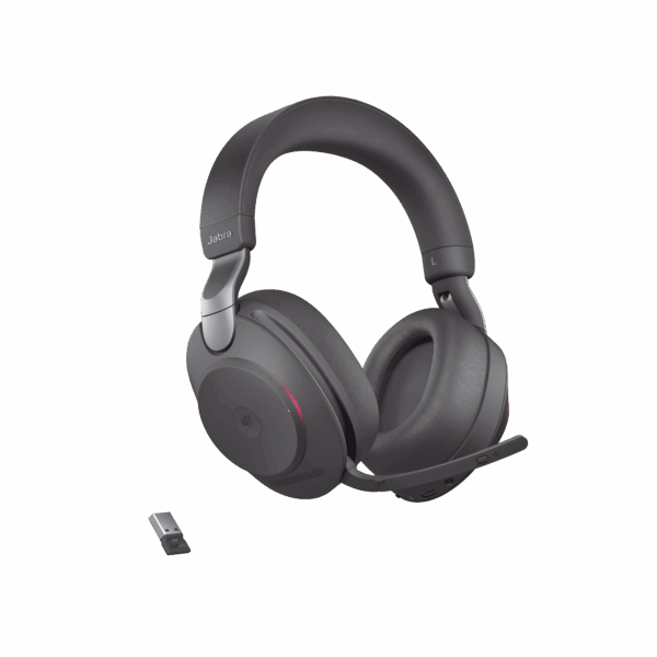 Jabra Evolve2 85, Auricular stereo versión MS con cancelación de ruido activa, dongle USB-A indicador de ocupado (Busylight)(28599-999-999)