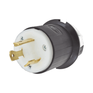 Clavija Industrial con Bloqueo de Media Vuelta / 30 A 125 V CA / 2 Polos 3 Hilos / Color Blanco y Negro / Nema L5-30P.