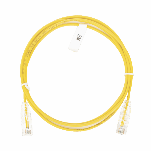 Cable de Parcheo Slim UTP Cat6 - 2 m Amarillo Diámetro Reducido (28 AWG)