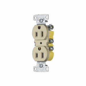Contacto Duplex 15A 125V/ 2 Polos 3 Hilos / Cableado posterior y lateral / Nema 5-15R / Color Marfil.