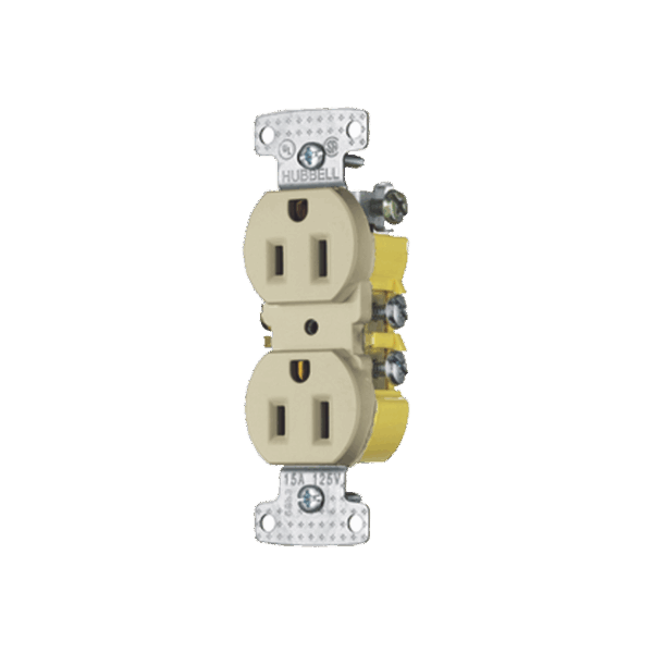 Contacto Duplex 15A 125V/ 2 Polos 3 Hilos / Cableado posterior y lateral / Nema 5-15R / Color Marfil.