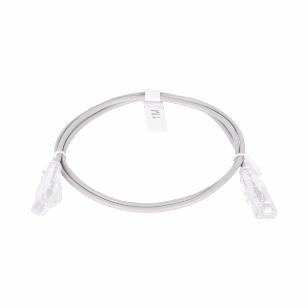 Cable de Parcheo Slim UTP Cat6 - 1 metro, Gris, Diámetro Reducido (28 AWG)