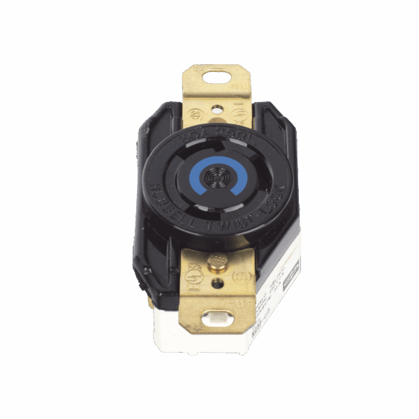 Receptáculo de Media Vuelta Industrial 30 A 250 V CA 2 Polos 3 Hilos (Nema L6-30R) Color Negro.