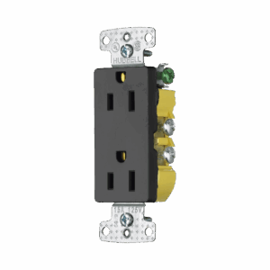 Contacto Duplex Decorador 15A 125V / 2 Polos 3 Hilos/ Nema5-15R / Color Negro.