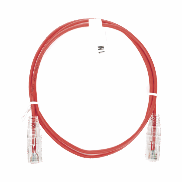 Cable de Parcheo Slim UTP Cat6 - 1 metro, Rojo, Diámetro Reducido (28 AWG)