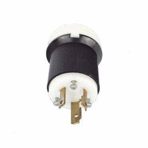 Clavija Industrial con Bloqueo de Media Vuelta / 30 A 250 V CA / 2 Polos 3 Hilos / Color Blanco y Negro / Nema L6-30P.