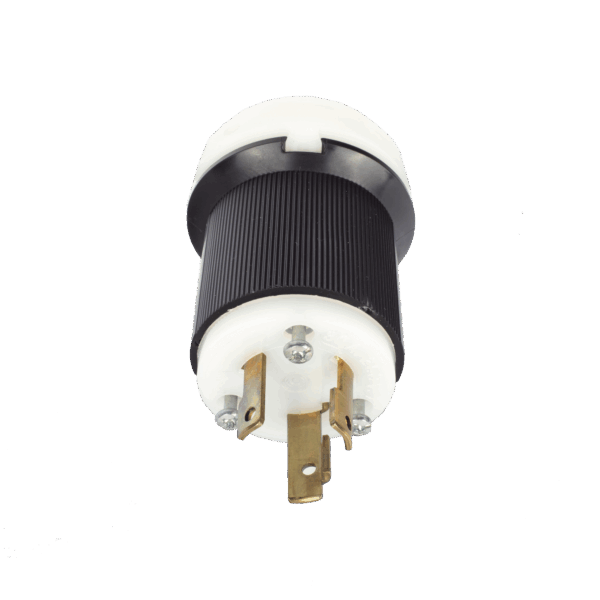 Clavija Industrial con Bloqueo de Media Vuelta / 30 A 250 V CA / 2 Polos 3 Hilos / Color Blanco y Negro / Nema L6-30P.