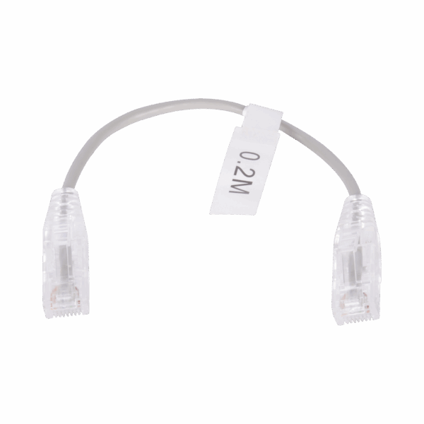 Cable de Parcheo Slim UTP Cat6 - 20 cm Gris Diámetro Reducido (28 AWG)