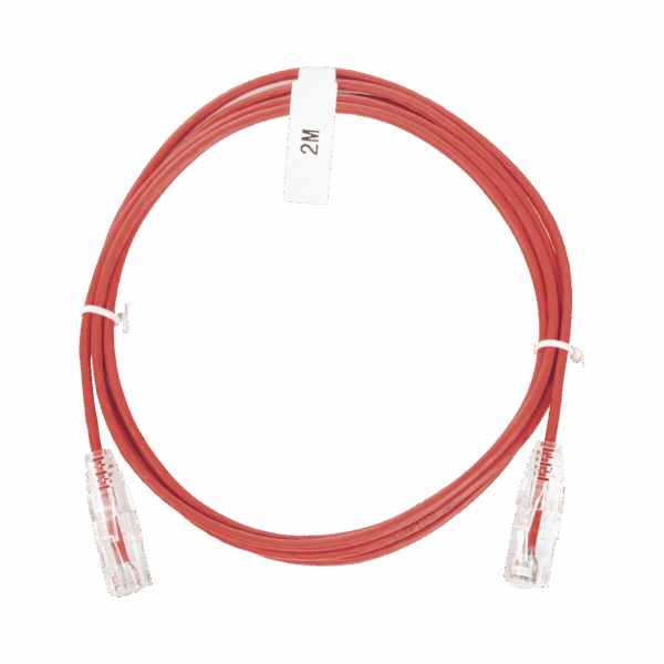 Cable de Parcheo Slim UTP Cat6 - 2 m Rojo Diámetro Reducido (28 AWG)