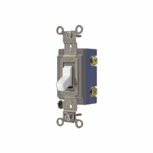 Interruptor de Palanca 15 A 120-277 V CA/ Unipolar / Grado Industrial/ Uso Extra Pesado / Cableado Lateral y Posterior / Color Blanco.