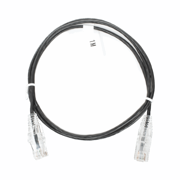 Cable de Parcheo Slim UTP Cat6 - 1 metro, Negro, Diámetro Reducido (28 AWG)