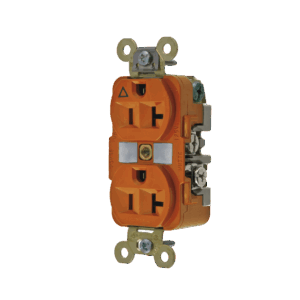 Contacto Dúplex Conexión a Tierra Aislada/ 20 A 125 V/ 2 polos 3 Hilos/ Color Naranja/ Nema 5- 20R/ Grado Industrial.