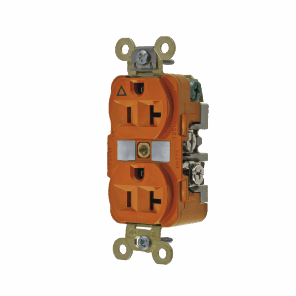 Contacto Dúplex Conexión a Tierra Aislada/ 20 A 125 V/ 2 polos 3 Hilos/ Color Naranja/ Nema 5- 20R/ Grado Industrial.