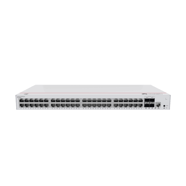 Switch de Distribución/Core Gigabit Administrable PoE Capa 3 / 48 puertos 10/100/1000 Mbps (PoE) / 4 Puertos 10GE SFP+ Uplink / ERPS / Rutas Estáticas / iStack / PoE Perpetuo / 380W / Administración Nube Gratis
