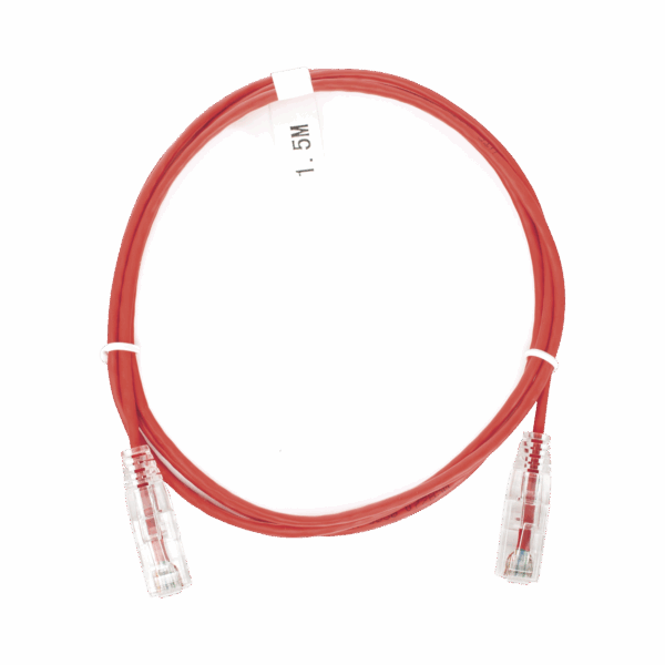 Cable de Parcheo Slim UTP Cat6 - 1.5 m Rojo Diámetro Reducido (28 AWG)