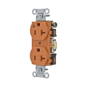 Contacto Dúplex Conexión a Tierra Aislada/ 20 A 125 V/ 2 polos 3 Hilos/ Color naranja/ Nema 5- 20R/ Grado Comercial.