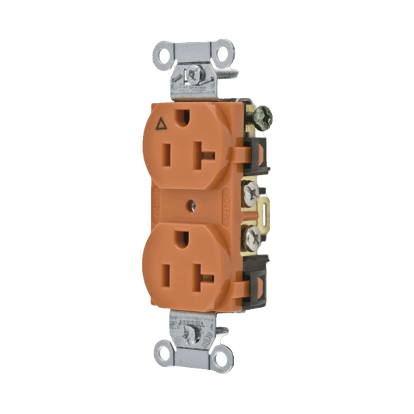 Contacto Dúplex Conexión a Tierra Aislada/ 20 A 125 V/ 2 polos 3 Hilos/ Color naranja/ Nema 5- 20R/ Grado Comercial.