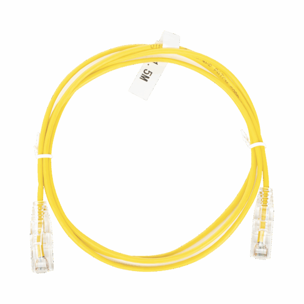 Cable de Parcheo Slim UTP Cat6 - 1.5 m Amarillo Diámetro Reducido (28 AWG)