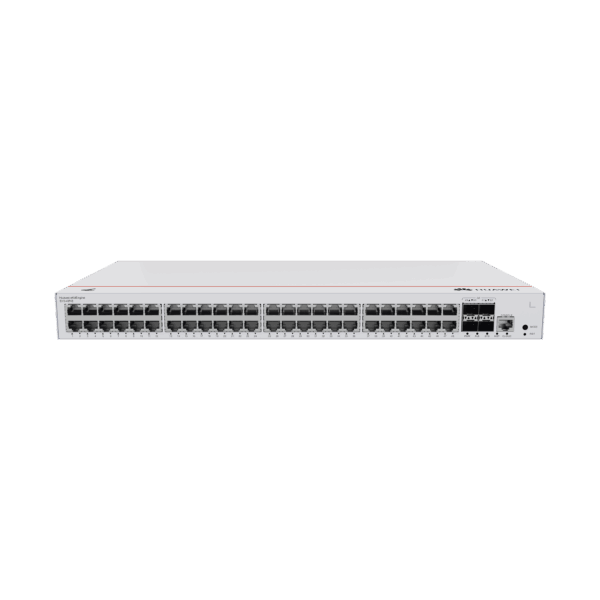 Switch de Distribución/Core Gigabit Administrable PoE Capa 3 / 48 puertos 10/100/1000 Mbps (PoE) / 4 Puertos 1GE SFP Uplink / ERPS / Rutas Estáticas / iStack / PoE Perpetuo / 380W / Administración Nube Gratis