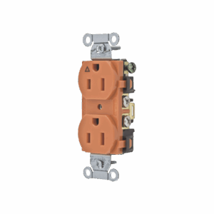 Contacto Dúplex Conexión a Tierra Aislada/ 15A 125V/ 2 polos 3 Hilos/ Nema 5-15R /Grado Comercial/ Color Naranja.