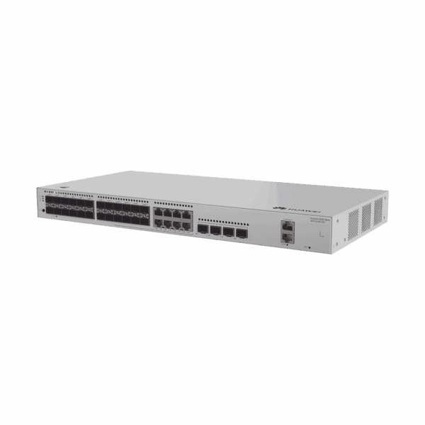 Switch de Distribución/Core Gigabit Administrable  Capa 3 / 24 puertos 1GE SFP ( Combo con 8 Puertos 10/100/1000 Mbps) / 4 Puertos 10GE SFP+ Uplink / ERPS / Rutas Estáticas / iStack / Administración Nube Gratis