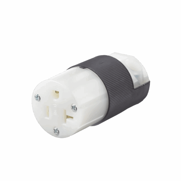 Conector Entrada Recta/ 20 A 125V/ 2 Polos 3 Hilos/ Nema 5-20 R/ Grado Industrial- Comercial / Color Negro-Blanco.