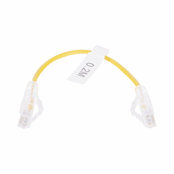 Cable de Parcheo Slim UTP Cat6 - 20 cm Amarillo Diámetro Reducido (28 AWG)
