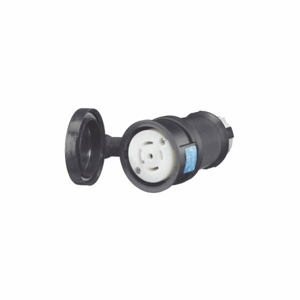 Conector Industrial con Bloqueo de Media Vuelta / 30 A 120/208 V CA / Nema L21-30R / 4 Polos 5 Hilos / Color Blanco y Negro / / Grado Industrial.