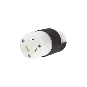 Conector Industrial con Bloqueo de Media Vuelta / 15 A 250 V CA / 2 Polos 3 Hilos / Nema L6-15R / Color Blanco y Negro.
