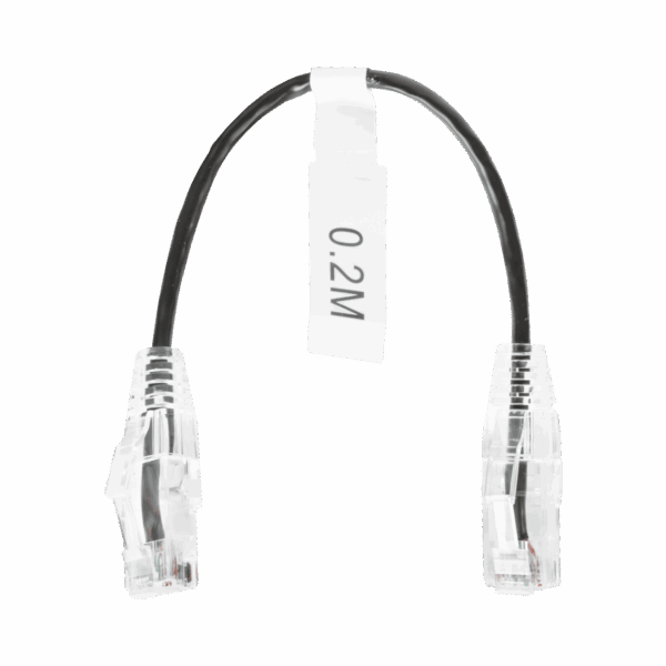 Cable de Parcheo Slim UTP Cat6 - 20 cm Negro Diámetro Reducido (28 AWG)