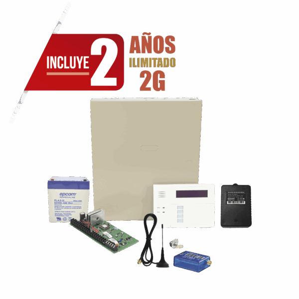 (2 Años datos ILIMITADO INCLUIDO)  Kit Vista48LA con comunicador MINI012G, Teclado, Gabinete, Bateria y Transformador