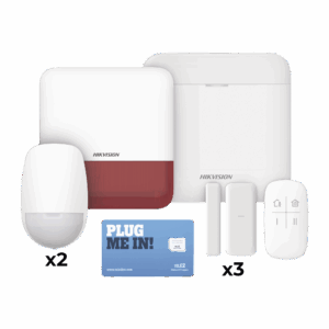 (AX PRO) KIT de Alarma AX PRO con GSM (3G/4G), Wi-Fi y Ethernet / Incluye: 1 Hub  con batería de respaldo / 2 Sensores PIR / 3 Contactos Magnéticos Slim / 1 Control Remoto / 1 Sirena Roja Inalambrica Exterior