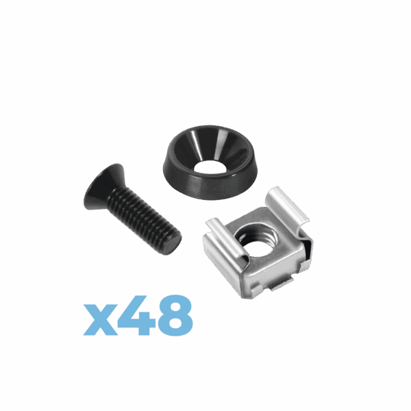 Juego de 48 Tornillos con 48 Arandelas y 48 Tuercas Enjauladas para Rack LINKED PRO