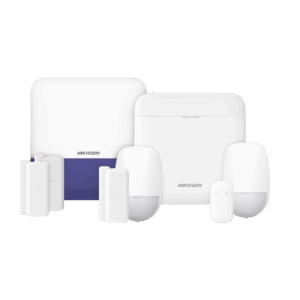 (AX PRO) KIT de Alarma AX PRO con GSM (3G/4G) / Incluye: 1 Hub con bateria de respaldo / 2 Sensores PIR / 3 Contactos Magnéticos mini / 1 Control Remoto / 1 Sirena Inalambrica Exterior  / WiFi / Compatible con Hik-Connect P2P
