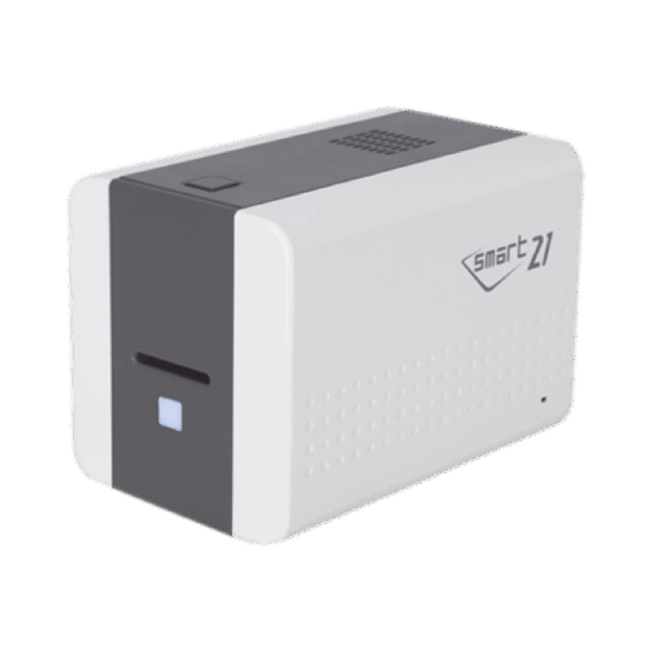 Impresora de Tarjetas Semi- automática SMART21 / Ingreso de Tarjetas Manual/Incluye Ribbon, Software y 100 Tarjetas PVC