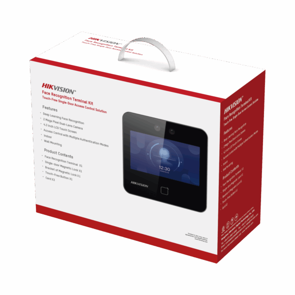 Kit de Control de Acceso TODO INCLUIDO con Lector de Rostros, QRs y Tarjetas / 1,500 rostros / Compatible con App HIKConnect /Incluye Electroimán  Botón de Salida y Montajes Z y L para imán