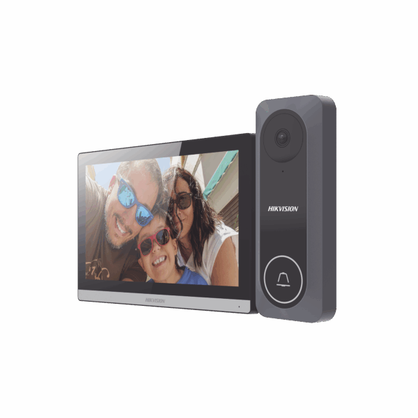 Kit de Videoportero Hibrido TurboHD con Pantalla LCD touch de 7" Wi-Fi / Frente de Calle para Exterior de Policarbonato / 720p (1 Megapíxel )130° de Visión (Gran Angular) / Llamada a App Hik-Connect