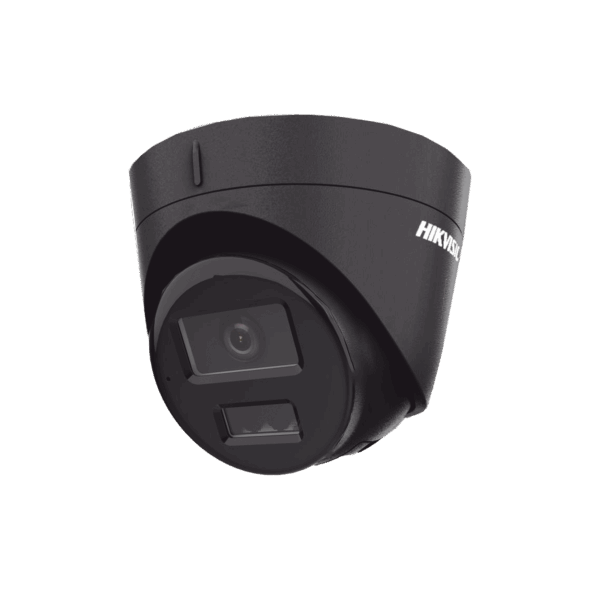 [Dual Light] Turret IP 4 Megapixel / Color Negro /  Lente 2.8 mm / 30 mts IR + 30 mts Luz Blanca / Micrófono Integrado / ACUSENSE Lite / Exterior IP67 / H.265 / PoE / ONVIF / Micro SD