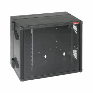 Gabinete AccessPlus de Montaje en Pared de 19in, Rieles Numerados y Roscados #10-32, Puerta con Ventana de Seguridad, 700 mm de Ancho, 637 mm de Profundidad, 26 UR, Color Negro