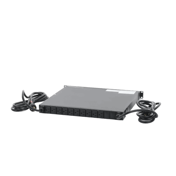 PDU Monitoreable de Transferencia Automática ATS (Fuente Redundante), Con 10 Salidas 5-15R,   Enchufes de Entrada L5-20P, Instalación Horizontal de 19in, 1UR, 20 Amp, 120 Vca