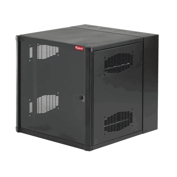 Gabinete AccessPlus de Montaje en Pared de 19in, Rieles Numerados y Roscados #10-32, Puerta con Ventana de Seguridad, 600 mm de Ancho, 762 mm de Profundidad, 19 UR, Color Negro