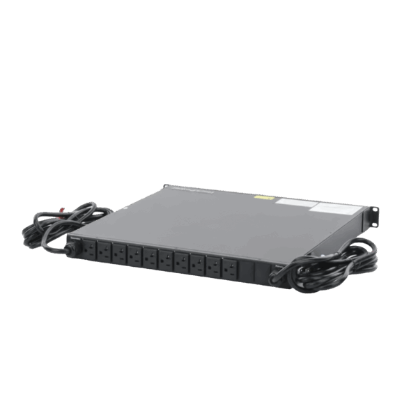 PDU Monitoreable de Transferencia Automática ATS (Fuente Redundante), Con 10 Salidas 5-15R, Enchufes de Entrada NEMA 5-15P, Instalación Horizontal de 19in, 1UR, 15 Amp, 120 Vca