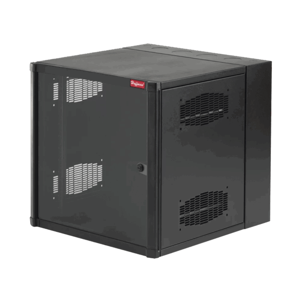 Gabinete AccessPlus de Montaje en Pared de 19in, Rieles Numerados y Roscados #10-32, Puerta con Ventana de Seguridad, 600 mm de Ancho, 637 mm de Profundidad, 19 UR, Color Negro