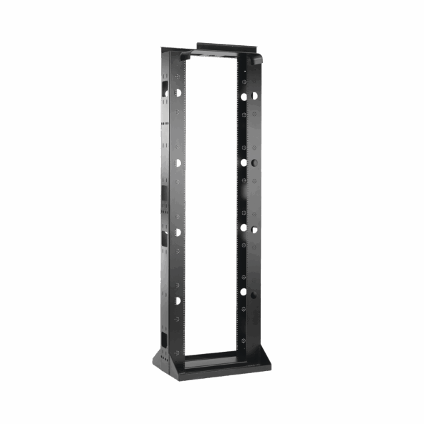 Rack de 2 Postes Sísmico, Estándar de 19 in, Rieles Numerados y Roscados #12-24, Fabricado en Acero, 45 Unidades de Rack, Color Negro