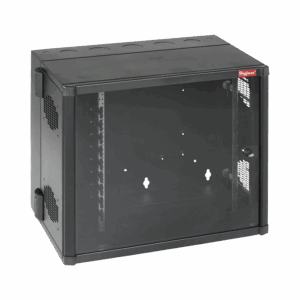 Gabinete AccessPlus de Montaje en Pared de 19in, Rieles Numerados y Roscados #10-32, Puerta con Ventana de Seguridad, 700 mm de Ancho, 637 mm de Profundidad, 12 UR, Color Negro