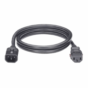 Cable de Alimentación Eléctrica Con Bloqueo de Seguridad, de IEC C14 a IEC C13, 1.2 Metros de Largo, Color Negro, 1 Pieza