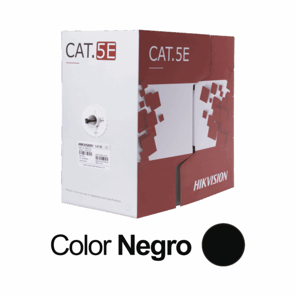 Bobina de Cable UTP 305 Mts / Cat 5E (24 AWG) / Color Negro / PE / Uso en Exterior / 100% Cobre / Aplicaciones de CCTV, Redes de Datos y Enlaces Inalámbricos